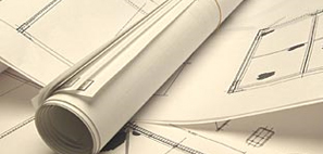 architectural design drawing rolled up